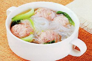 肉丸子上海青粉丝汤